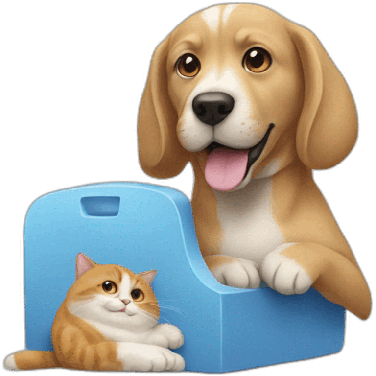 Un chat avec un chien a coter emoji