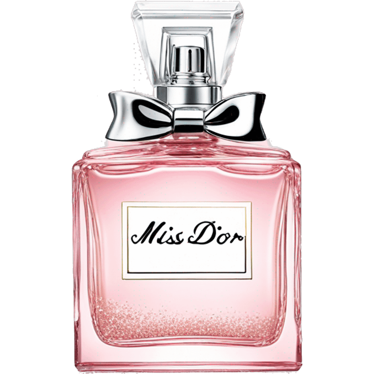 Miss Dior perfume with Victoria secret logo in a white bottle but light pink glitter  emoji