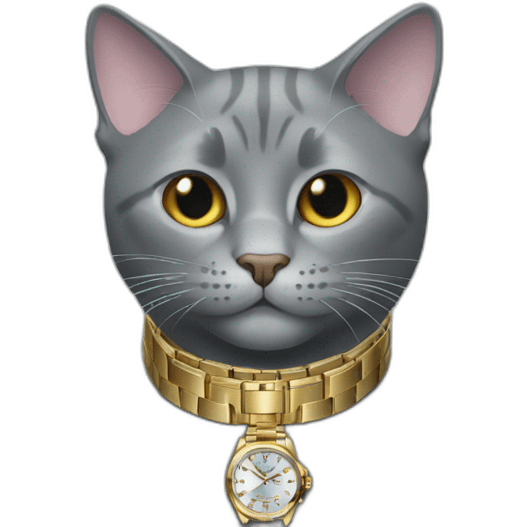 all gray cat with rolex watch emoji