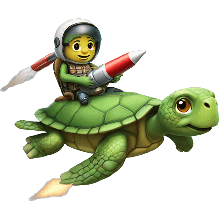 Turtle riding rocket around emoji