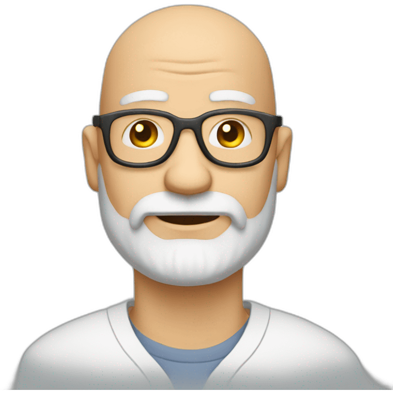 Senior Mechanical designer bald, few bearded without lens emoji