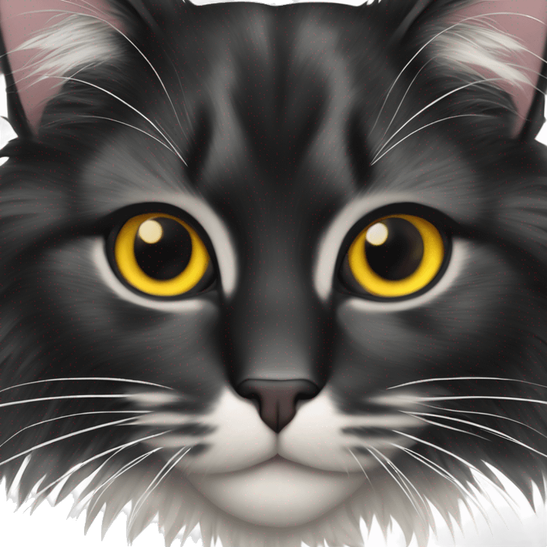 Black Norwegian forest cat with white chest spot emoji