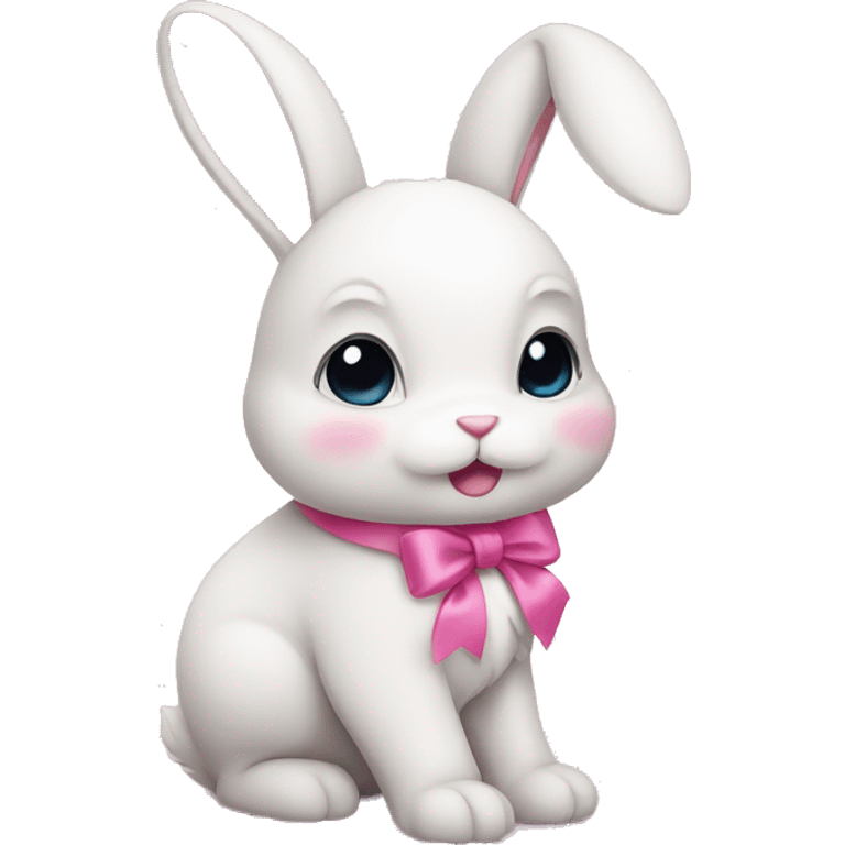 Cute bunny with pink bow emoji