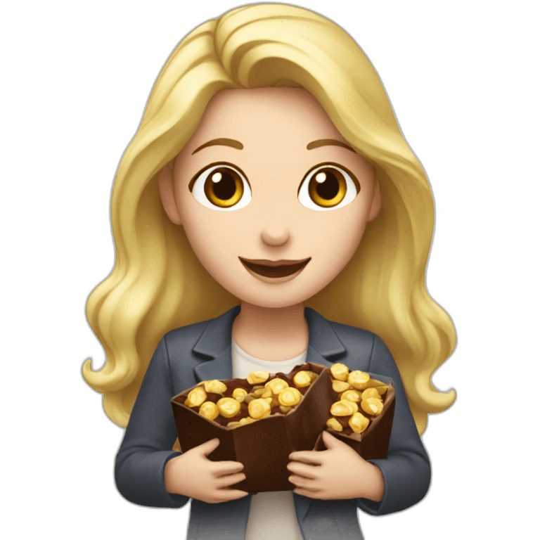 blonde girl holding laviva chocolate emoji