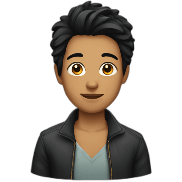 Asían black hair emoji