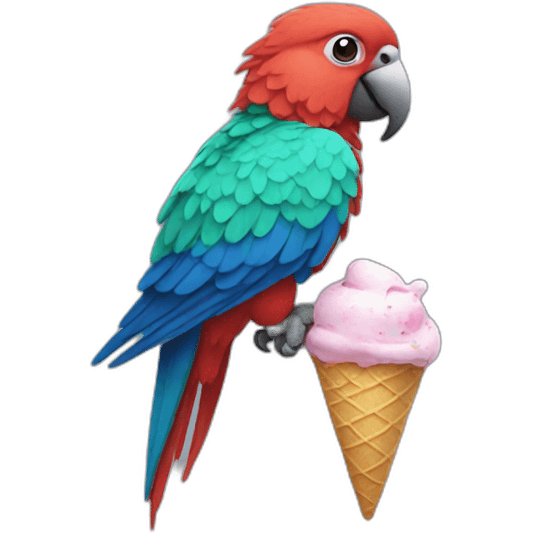 parrot with ice cream emoji