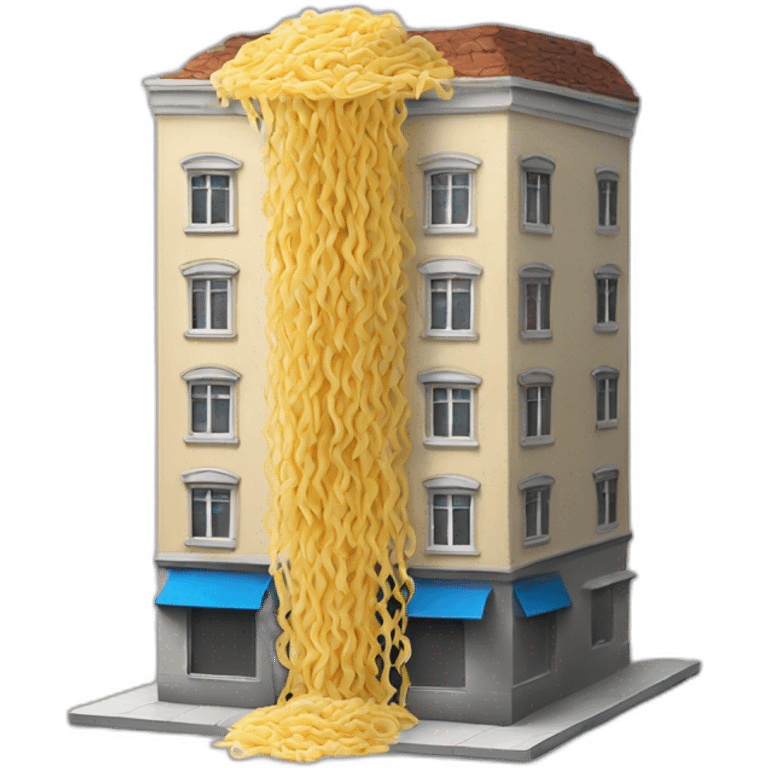 Un edificio comiendo una pasta emoji