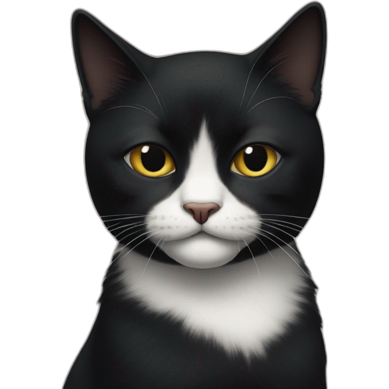 disapointed black cat with a white chin emoji