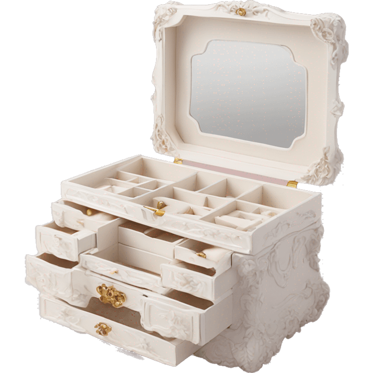 Elegant Rococo makeup box white emoji