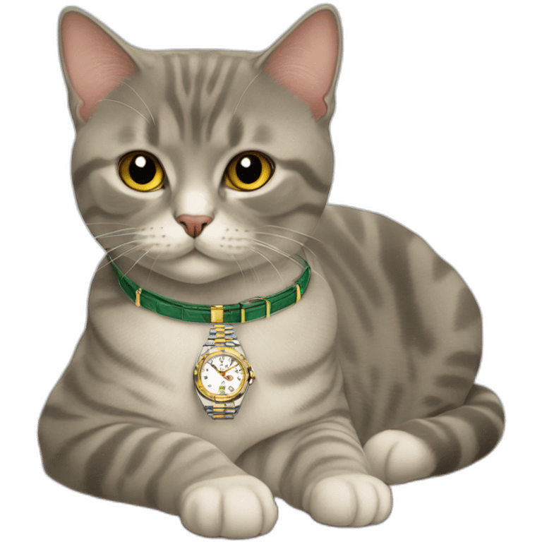 british short hair cat with rolex emoji