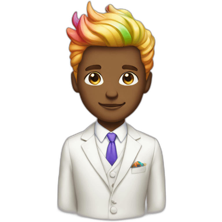 Posh-boy-with-white-suit-and-rainbow-unicorn-hair emoji