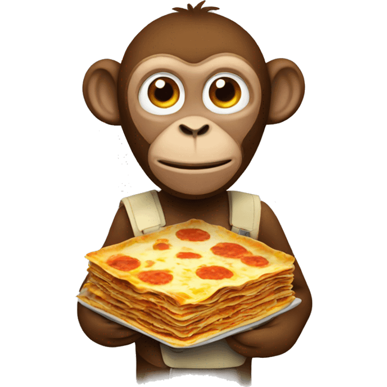 a monkey with lasagna emoji