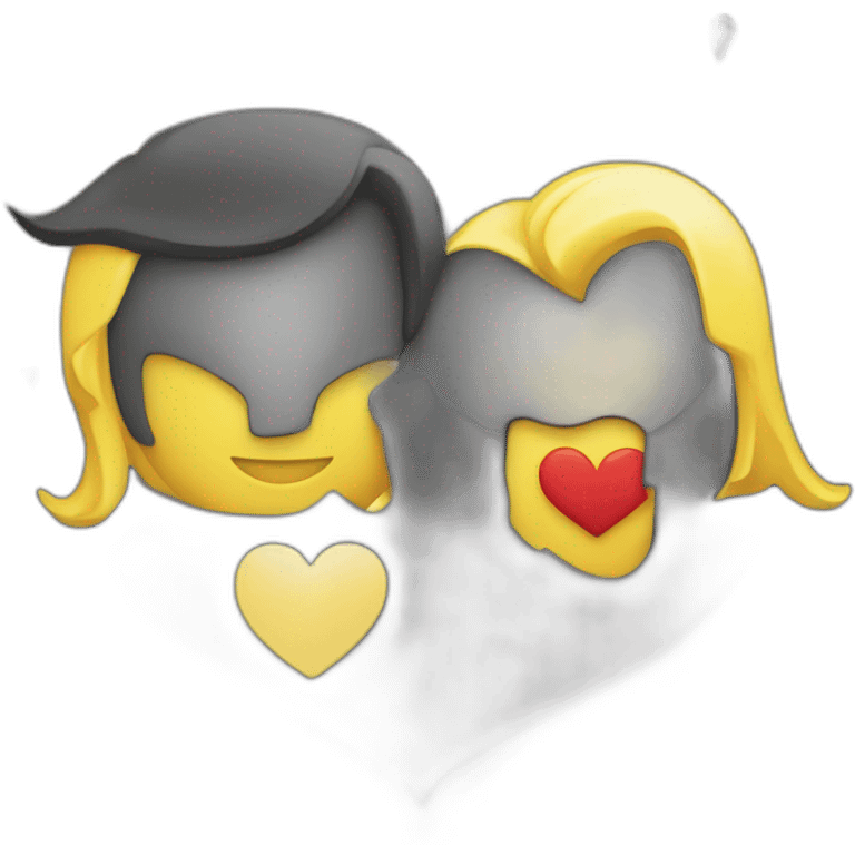 Carita de enamorado con un corazón amarillo y el otro negro  emoji