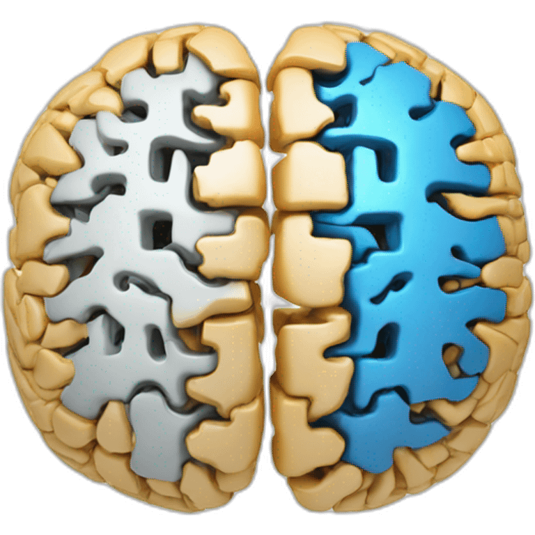 two blue brain hemispheres one is composed of circuits emoji