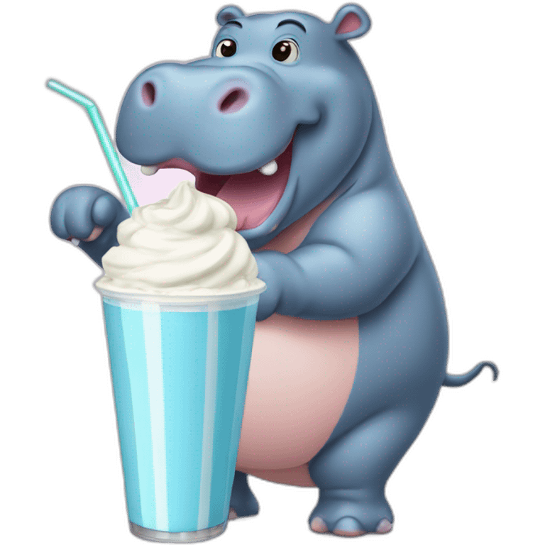 hippo drinking milkshakes  emoji