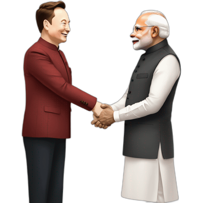 elon musk shake hand with modi emoji