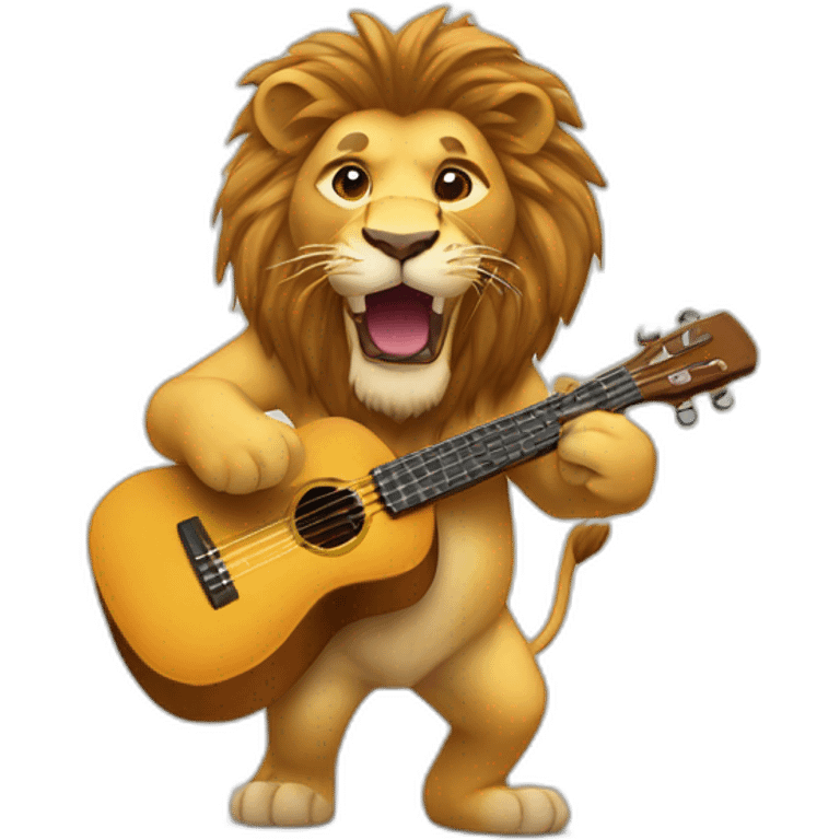 Lion qui joue du ukuele emoji