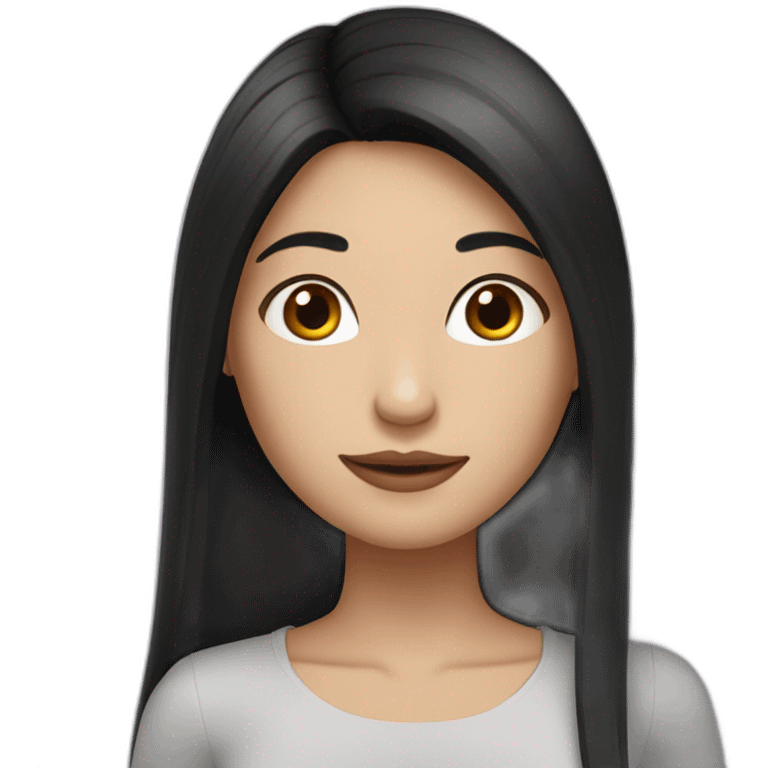 Fair skinned pretty woman with long straight black hair emoji