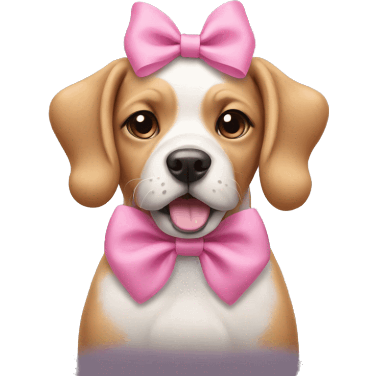 Dog wearing pink bow emoji