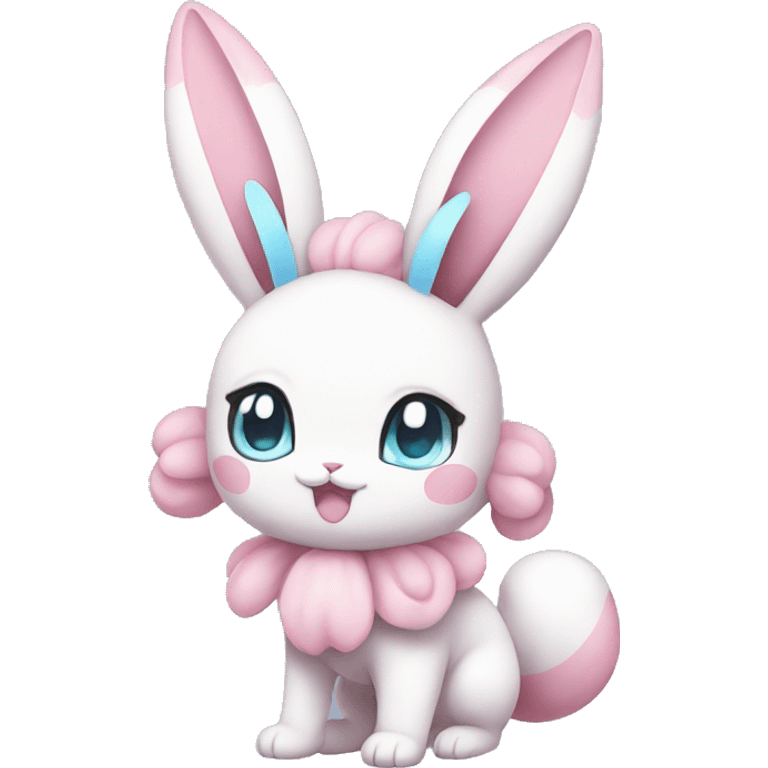 Kawaii Pastel Sylveon-Bunny-Pokémon full body emoji