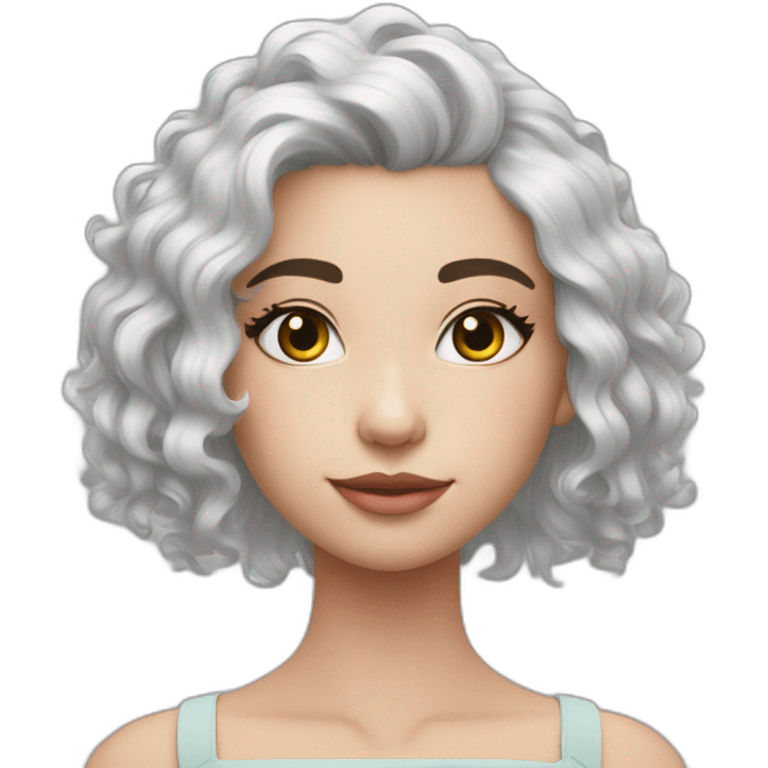 joven piel blanca pelo corto gris con pastel emoji