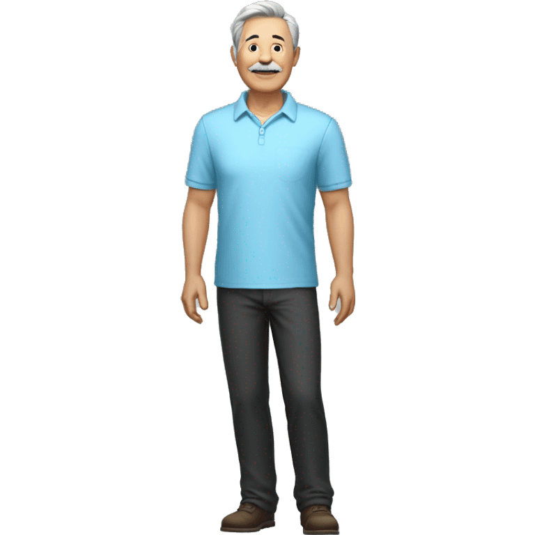 Full body : male, 70 years old. -167cm, 65kg, sky blue shirt, black pants" emoji