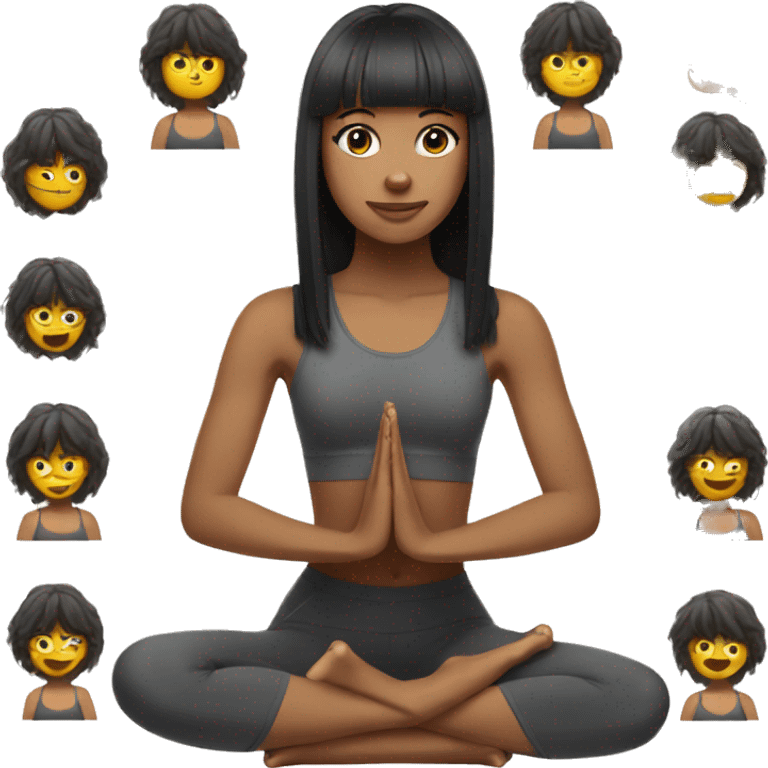 Girl with bangs doing yoga emoji