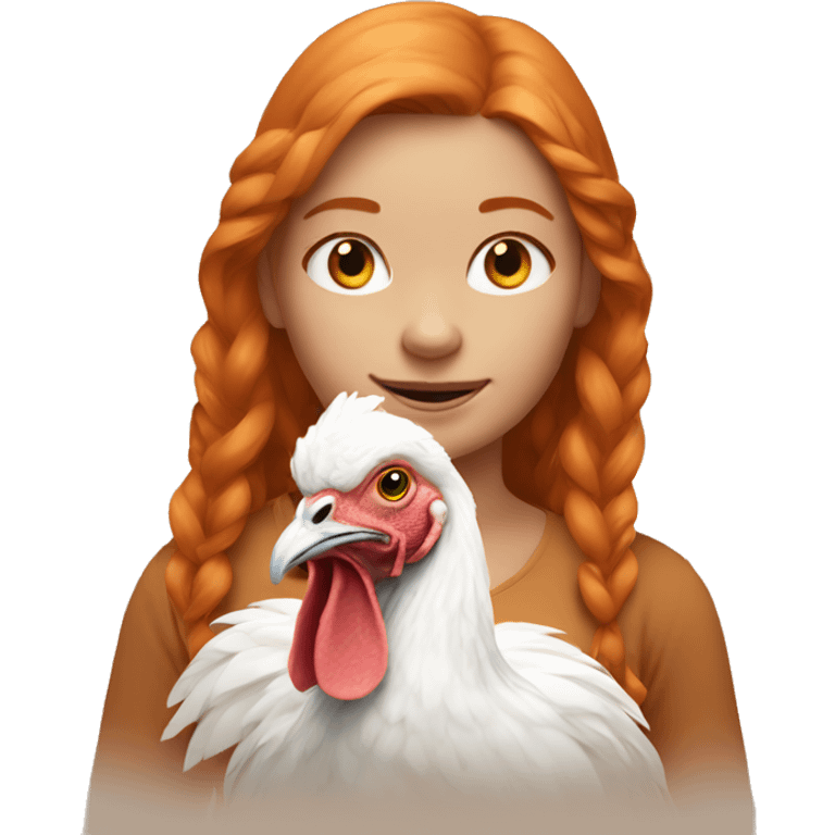 Ginger girl with a brahma hen emoji