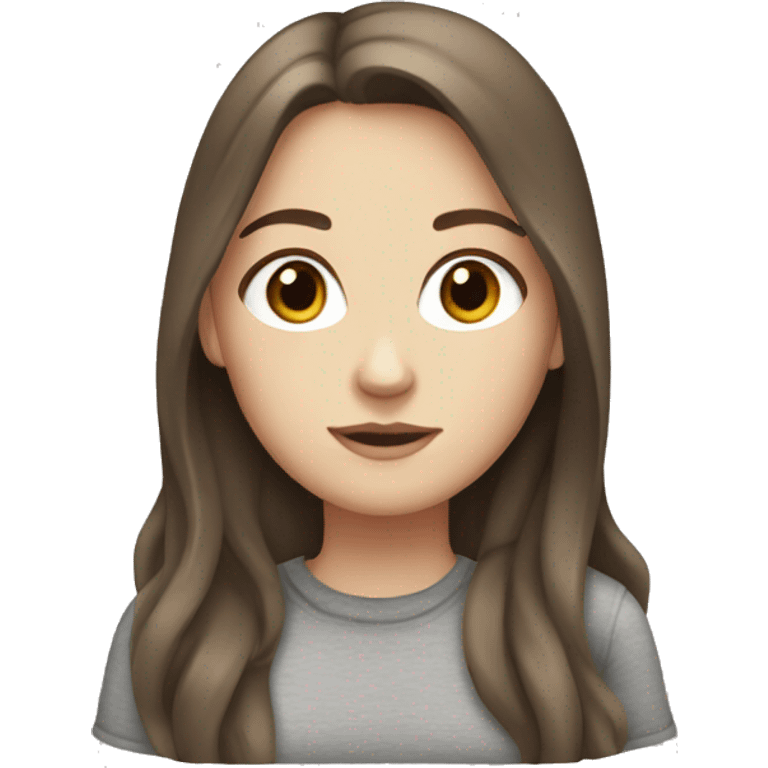 White girl with gray eyes and brown hair  emoji