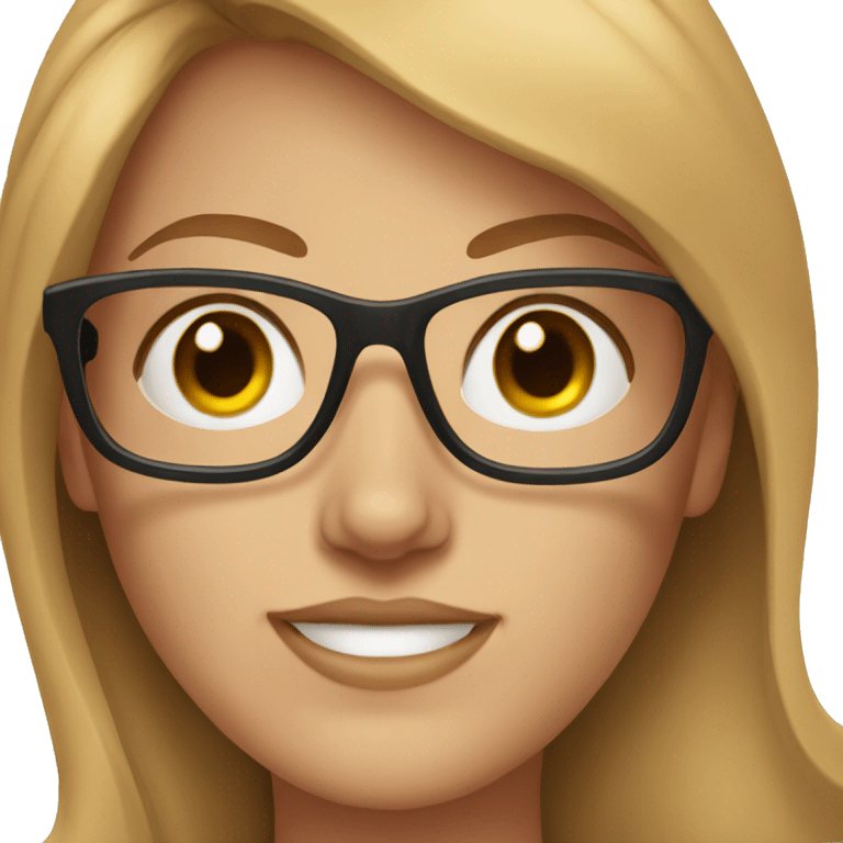 Auburn haired white woman with square glasses emoji