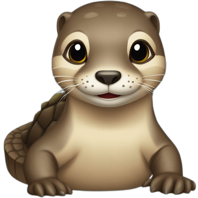 une loutre sur une tortue emoji