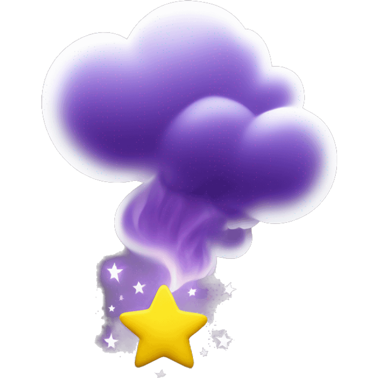 purple smoke rising from the bottom up h, yellow and white stars sparkling on the side of it, transparent background emoji