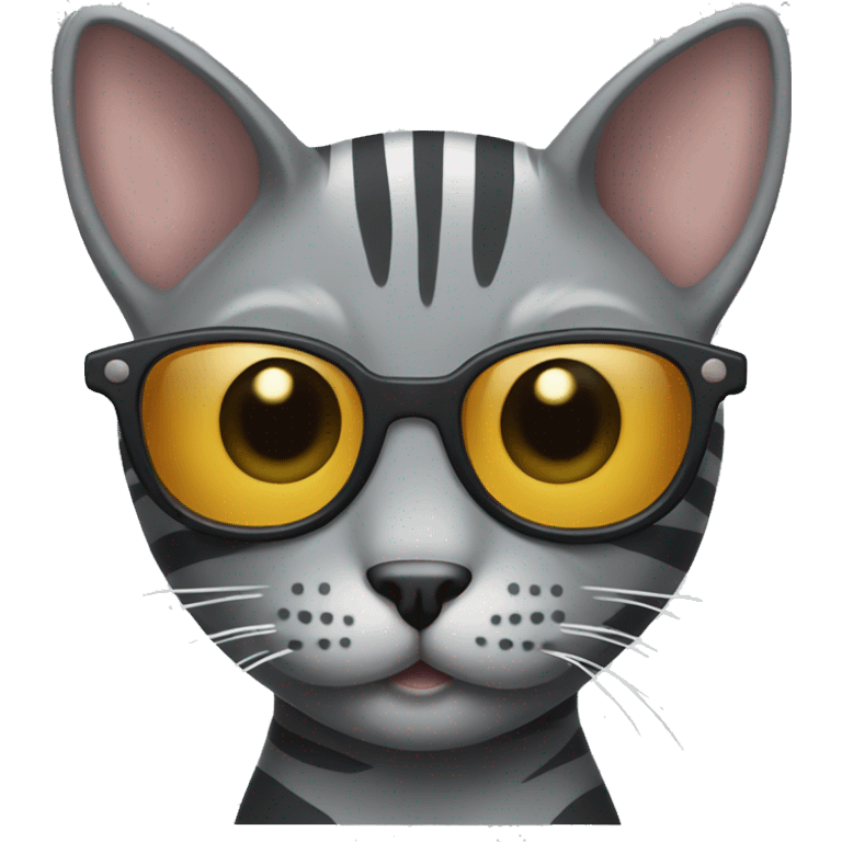 Skinny gray cat with stripes and sunglasses  emoji