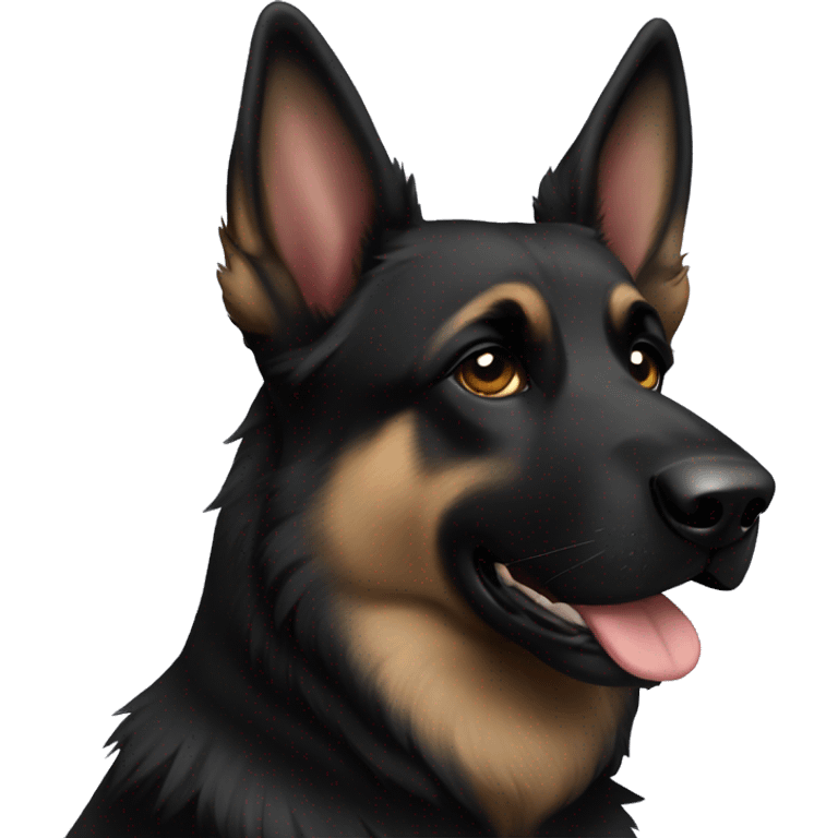 Black German Shepard one bent ear emoji