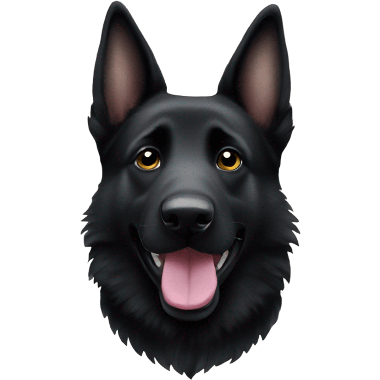 All black German shepherd with glitter happy face  emoji