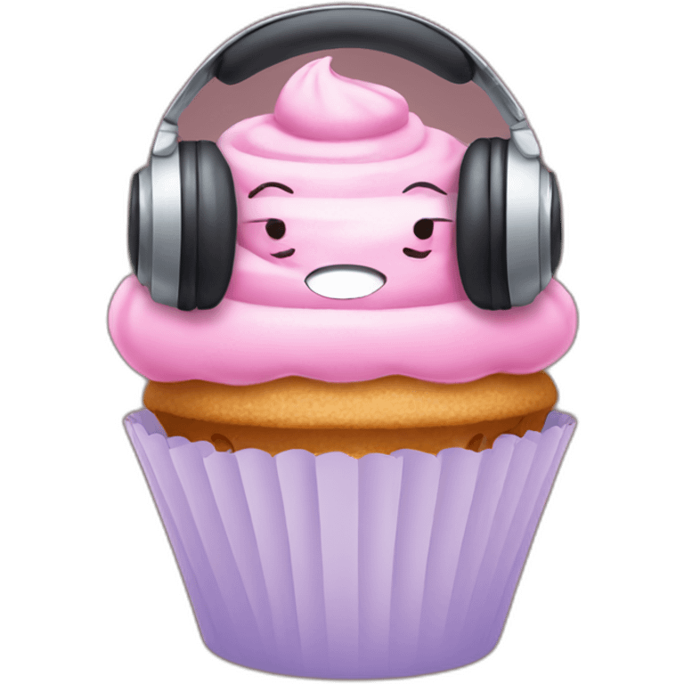 cupcake wearing headphones emoji