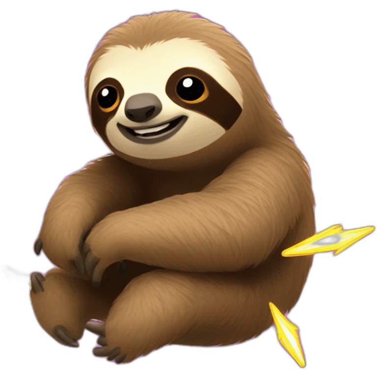 sloth surrounded by lighting bolts emoji