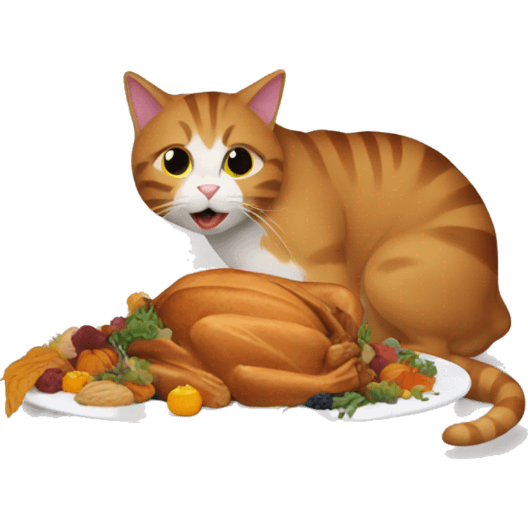 Cat eating thanksgiving dinner  emoji