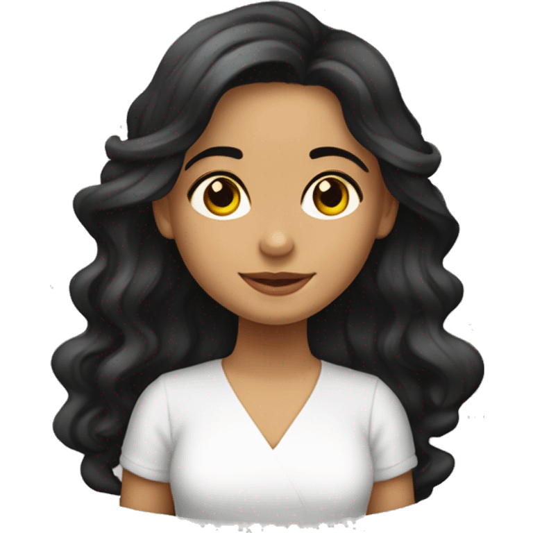 niña morena de cabello largo ondulado emoji