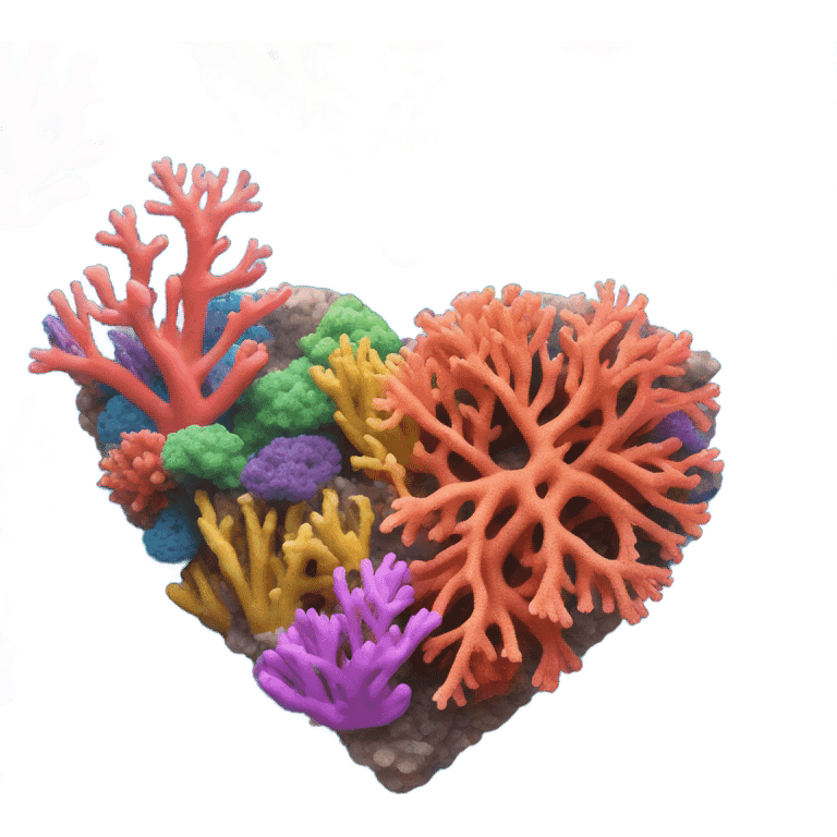 Colorful ocean Coral reef in a the shape of a heart emoji