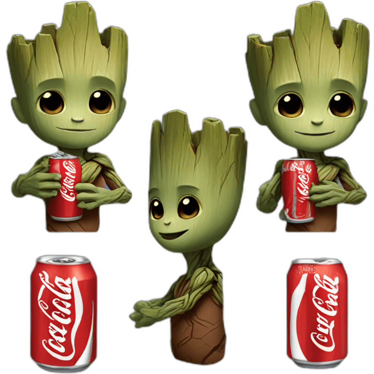 Baby Groot drink Coke emoji