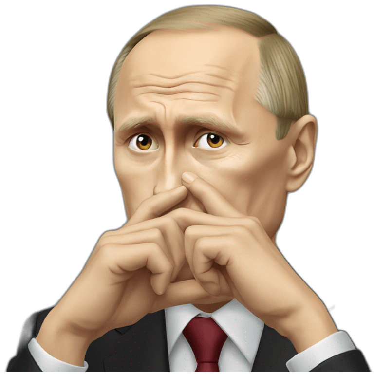 Vladimir Putin doing shush emoji