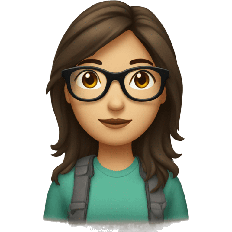 une fille brune avec des lunettes emoji