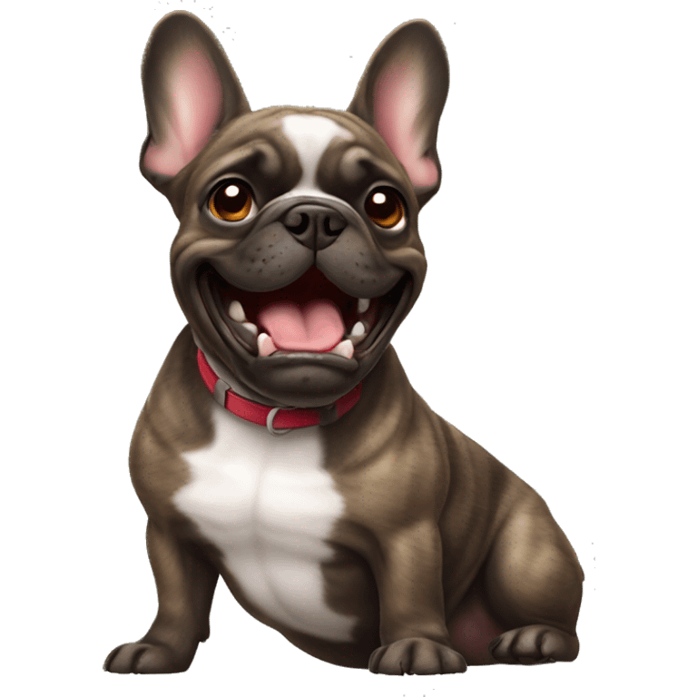 Brindle French bulldog barking emoji