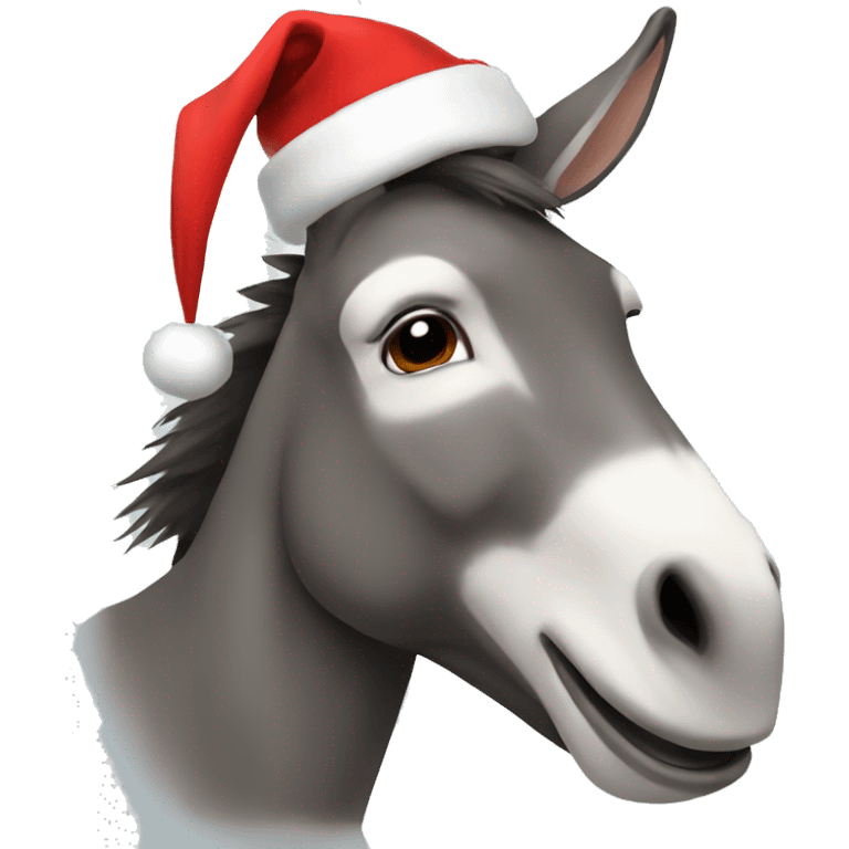 Donkey wearing a christmas hat emoji