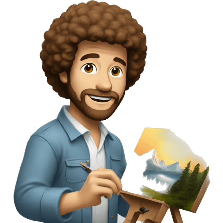 bob ross painting a picture emoji