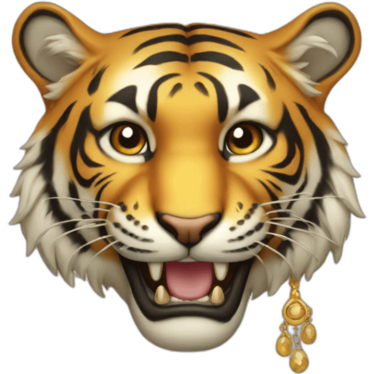 Tiger with golden jewellery  emoji