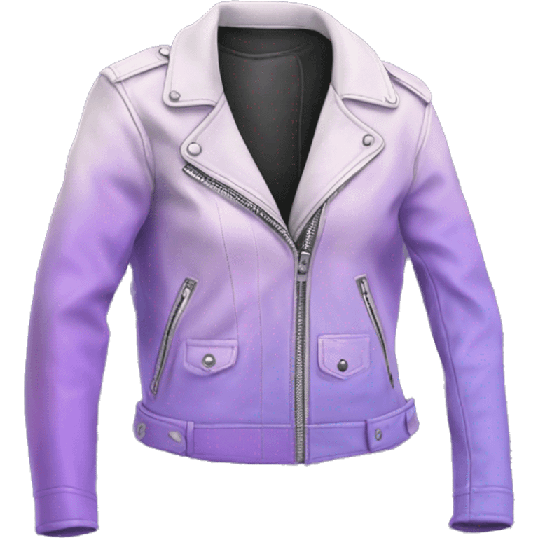 Realistic isolated side view of an open lavender to pastel purple ombre fashion leather jacket emoji