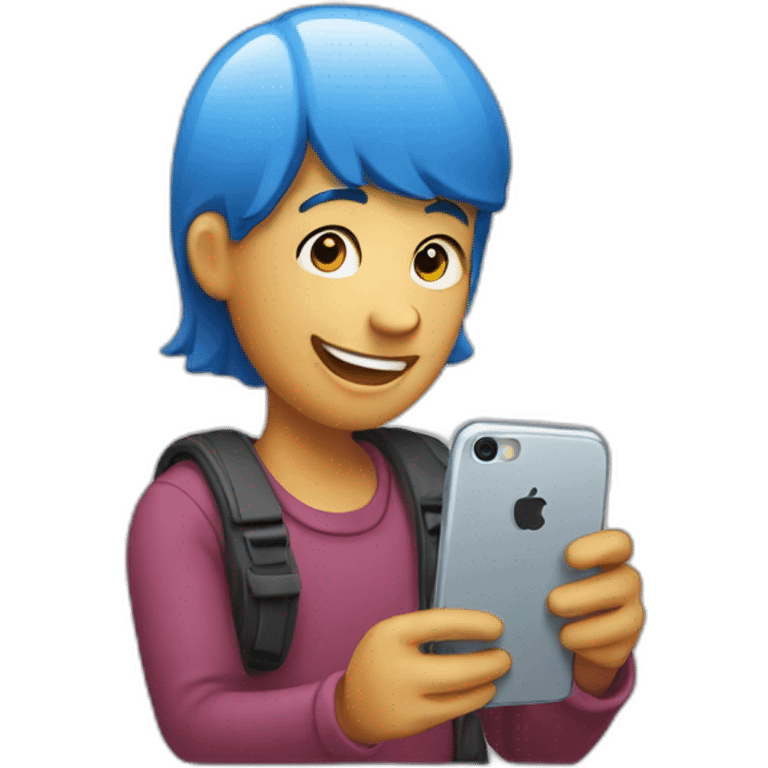 happy person looking at their phone emoji