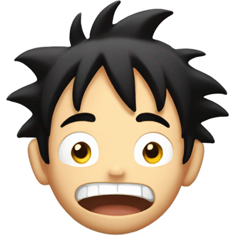 Luffy with his hands behind his head, his eyes wide open and his mouth wide open. emoji